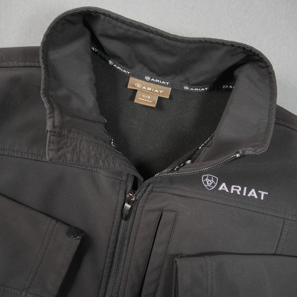 Ariat Softshell Fleece Lined Zip Work Black Men Jacket L Utility Tech Outdoor